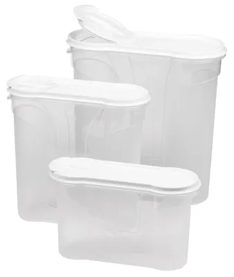 Produktbild von Novaliv Schüttdosen 3er SPARSET Vorratsdosen zum Streuen 4l + 2,4l + 1,3l Dosen mit Deckel für Müsli Mehl Zucker Dosen Küchen Organizer Food Box Meal-Prep-Boxen Aufbewahrungsdosen für die Küche