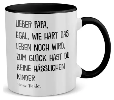 Produktbild von 22Feels Papa Geschenk von Tochter Vatertag Vater Tasse Geburtstag Weihnachten Kaffeetasse Männer Haferl (Weiss-Schwarz)