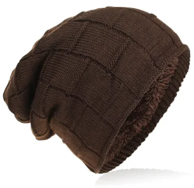 Produktbild von Strick Beanie Gitter Muster Braun L