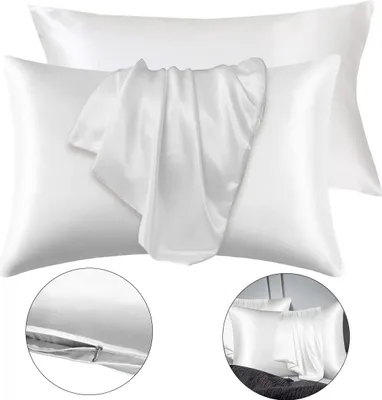 Produktbild von Set mit 2 Kissenbezügen (51 x 66 cm/51 x 137 cm) – hochwertige Nähte, unsichtbarer Reißverschluss, Schneeweiß