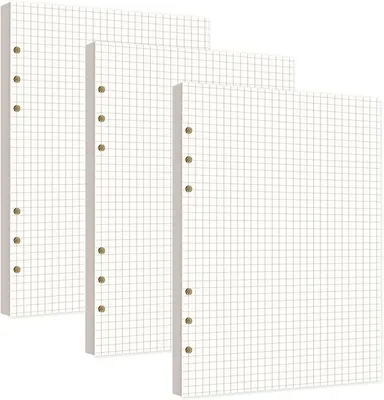 Produktbild von Nachfüllpapier A5, 6 Löcher, 135 Blätter, kariert, für Notizbuch