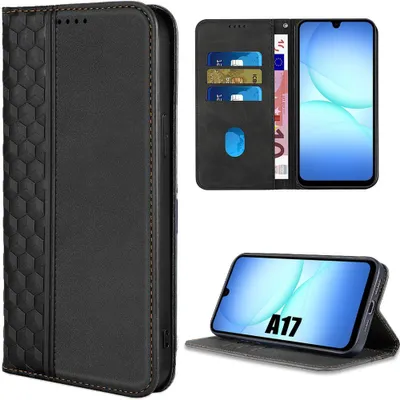 Image de Coque pour Samsung Galaxy A17 4G/5G, Protection Antichoc Cuir Synthétique Motif Mosaïque Noir