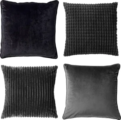 Produktbild von Dutch Decor Dekokissen-Set Mixed Textures 45x45 cm Schwarz