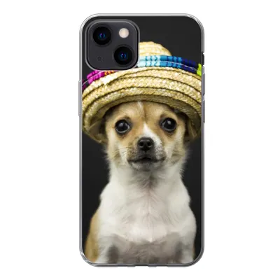 Produktbild von MuchoWow® Handyhülle Schutzhülle Hülle für iPhone 13 mini Hund - Sombrero - Schwarz Silikon Softcase Handy Hülle - Softcase