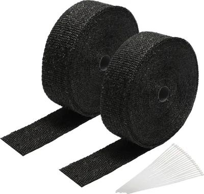 Produktbild von Hengda 2x 10M Titan Hitzeschutzband Auspuffband Auspuff Band Krümmer Band mit 20 Metallkabelbinder für Auspuffanlagen, Isolierband Hitzeschutz