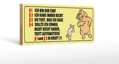 Produktbild von Holzschild Spruch 27x10cm Ich bin der Chef Schweine