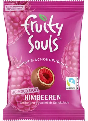Produktbild von FruitySouls Knusper-Schokofrüchte Himbeeren Schoko-Duo 80g