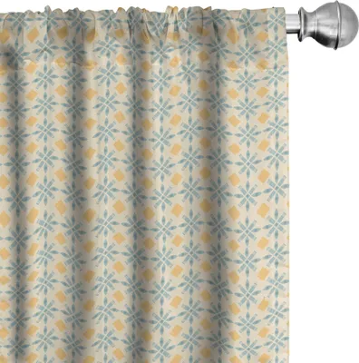Produktbild von ABAKUHAUS Jahrgang Vorhänge, Gardinen, Geometrische Nostalgie mit Symmetric Sterne und Rauten, 2 Stück 75 x 175 cm, Brown Mehrfarbig