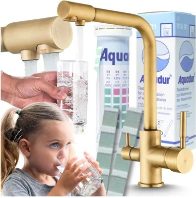 Produktbild von 3-Wege Küchenarmatur Venom mit Wasserfilter-Anschluss, herausziehbare Brause, 360° schwenkbar, getrennte Wasserwege, Keramikkartusche Messing