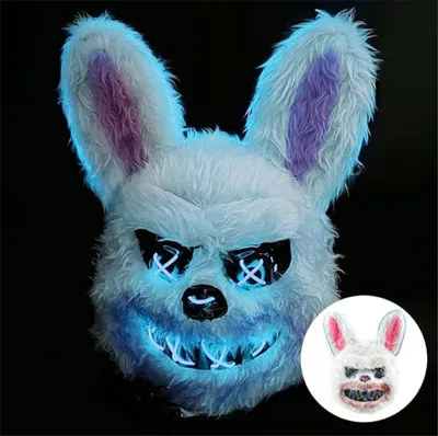 Obrázek produktu pro Hororová maska králíka LED - jako z filmu Očista, ovladatelná, obličej svítí, na Halloween, karneval a maškarní pro muže a ženy