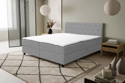 Image de VENASI COCO Lit boxspring 180x200 avec 2 tiroirs de lit H2/H3 Matelas GRIS Cosmic 160