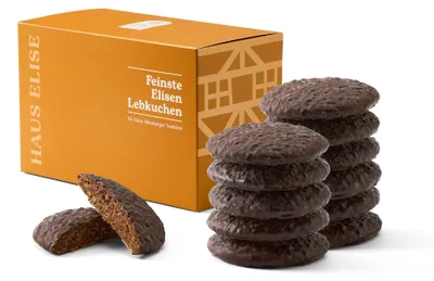 Produktbild von HAUS ELISE Nürnberger Elisen-Lebkuchen 12er Box nur Schoko, 34% Nüsse