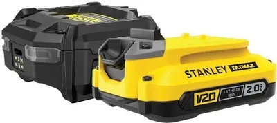 Immagine prodotto di Kit di avvio con batteria Stanley Fatmax V20, 18 V 2 Ah, caricabatteria 1,25 A, SFMCB10D1-QW