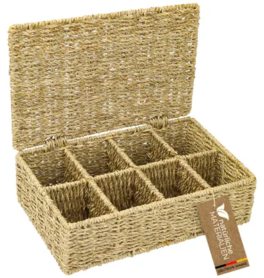 Eckige Teebox von HMF, geflochten aus Seegras