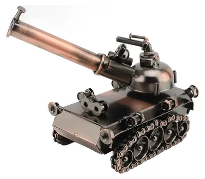Productafbeelding van Tankmodel Handgemaakt - Beeldje Decoratie - Sculptuur voor Binnen - Retro Tafeldecoratie - Kunstbeeldje Ijzer - Geschikt voor Verzamelaars