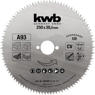 Produktbild von kwb Kreissägeblatt 250 x 30 mm, Germany, feiner präziser Schnitt, Sägeblatt geeignet für Holzpaneele, Profilholz und Weichholz