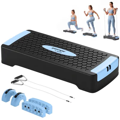 Produktbild von SPORTNOW Steppbrett höhenverstellbar Fitness Aerobic Stepper 11/16 cm Blau