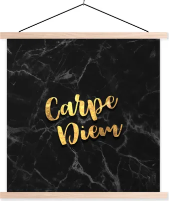 Produktbild von MuchoWow® Textilposter Zitate - Sprichwörter - Gold - Marmor 60x60 cm mit holzfarbenen Rahmen - Wanddekoration