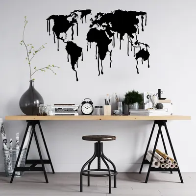 Produktbild von Wallity, World- SKL2437, Schwarz, Sonstige Wohndekorationen, 120 x 83 cm, 100% Metall (Dicke: 1