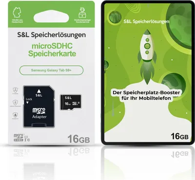 Produktbild von microSD Speicherkarte S&L für Samsung Galaxy Tab S9+ - Speicherkapazität: 16 GB