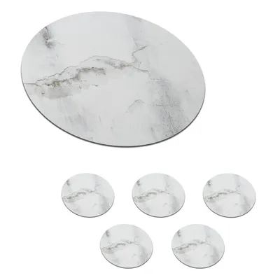 Produktbild von KitchenYeah® Glasuntersetzer Rund 6er Set Beton - Grau - Weiß 10x10 cm Untersetzer für Gläser - Getränkeuntersetzer - Tischplattenschutz - Tischuntersetzer für Tassen Tisch Bar Glas