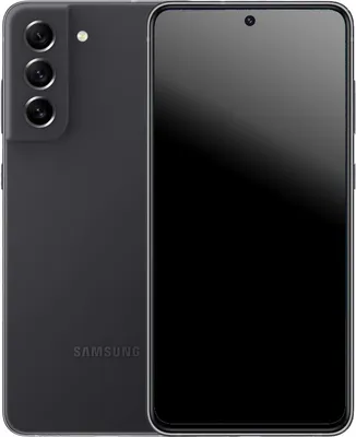 A smartphone is shown from the back and front.