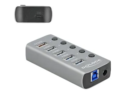Obrázok produktu pre Delock 63263 DELOCK HUB USB 3.2Gen1 4Port +Schnellladeport +USB-C PD 3.0