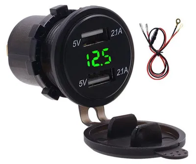Produktbild von Wasserdichtes Dual-USB-Handy-Ladegerät, 4,2 A, Ladegerät, LED-Digitalanzeige, Voltmeter mit 23,6 Zoll LineGreen DC12–24 V