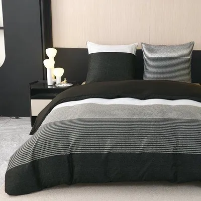 Obrázok produktu pre Sada posteľnej bielizny Ibenzoa® 135x200 cm – Čierno-biela, mikrovlákno, 1x obliečka na prikrývku + 1x obliečka na vankúš 80x80 cm so zipsom