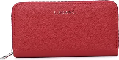 Image de Portefeuille élégant en faux cuir pour dames - rouge Ritsportemonnee avec fentes pour cartes et argent
