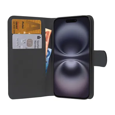 Produktbild von PEDEA 50160985, Geldbörsenhülle, Apple, iPhone 16, 15,5 cm (6.1"), Schwarz