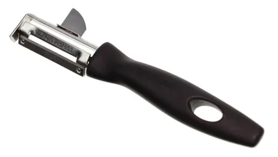 Produktbild von Fackelmann Universalschäler, Spargelschäler mit Klinge aus Edelstahl, Sparschäler für Obst und Gemüse (Farbe: Schwarz/Silber)