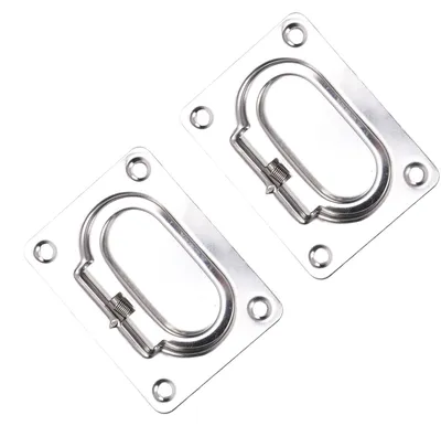 Image de 2 poignées de levage pour trappe en acier inoxydable 316, finition polie, adaptées aux bateaux, aux navires et aux yachts. Dimensions : 7,6 x 5,6 cm. (Lot de 2)