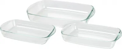 Immagine prodotto di Set di 3 pirofile da forno Termolex, vetro resistente al calore, 3,6/2,6/1,6 l, trasparente
