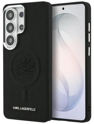 Obrázok produktu pre Karl Lagerfeld - Leather with Initial Logo Debossed MagSafe (KLHMS26LPGFKLRDK) - Samsung Galaxy S26 Ultra - Black