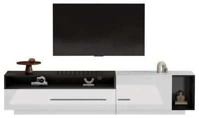 Produktbild von TV-Möbel - TV-Schrank - TV-Lowboard - Mediamöbel - Unterhaltungsmöbel - Hochglanz, Schwarz-Weiß - 170 cm breit