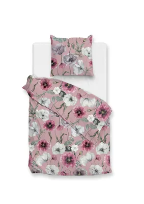 Produktbild von ZO!Home Gioia Bettwäsche 155 Pink Bettwäsche 1 x Bettbezug 155x220 + 1 x Kopfkissenbezug 80x80 Pink Geblumt rosa