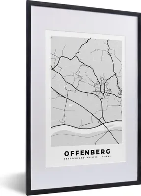 Produktbild von MuchoWow® Gerahmtes Poster Offenberg - Stadtplan - Deutschland - Karte 40x60 cm - Poster mit Schwarzem Bilderrahmen Wandposter Rahmen Foto Bilder - Poster in Rahmen