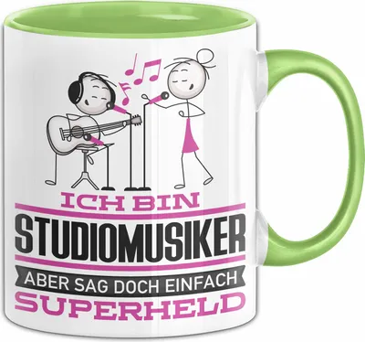 Produktbild von Studiomusiker Geschenk Tasse Ich Bin Studiomusiker Aber Sag Doch Einfach Superheld Lustige Geschenkdiee für Studiomusiker Kaffee-Becher (Grün)