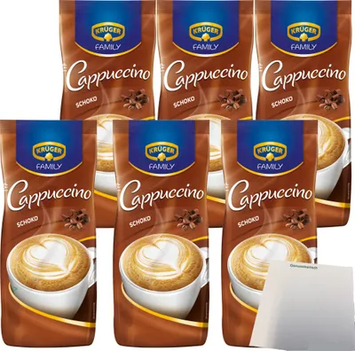 Produktbild von Krüger Family Cappuccino Schoko 6er Pack (6x500g Beutel) + usy Block