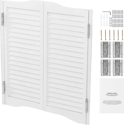 Zdjęcie produktu dla SucceBuy drzwi do salonu 900x28x900 mm, drzwi wahadłowe z zawiasami i zestawem okuć, drzwi na zawiasach, łatwe w montażu, łukowe drzwi wewnętrzne do kawiarni, korytarzy, kuchni, barów, pubów, wejść, białe