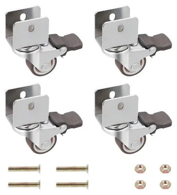 Produktbild von Möbelrollen U-Typ mit Bremse, 25 mm, 4 Stück, für Möbel mit U-Halterung