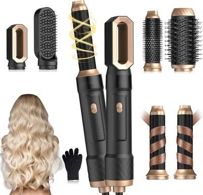 Zdjęcie produktu dla Zestaw do stylizacji włosów - suszarka i lokówka - do stylizacji włosów - 6 w 1 - 1000W - czarny
