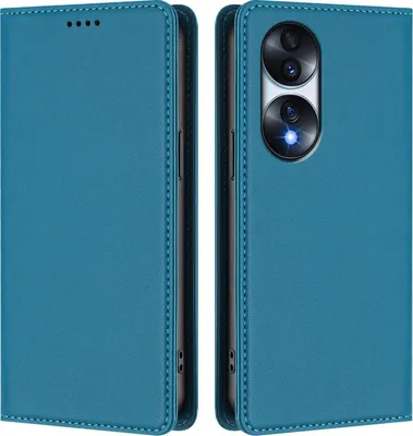 Obrázek produktu pro Kožené pouzdro pro Honor 70 Pro, magnetické flipové pouzdro zPolyuretankůže se stojánkem Jezerní modrá