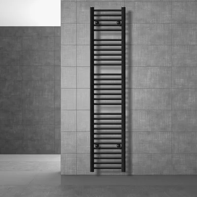 Obrázok produktu pre LuxeBath Kúpeľňový radiátor Sahara 300x1800 mm čierny rovný s bočným pripojením, dizajnový radiátor, sušič uterákov, sušič uterákov do kúpeľne, bez vykurovacieho telesa