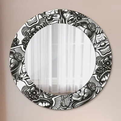Produktbild von Modern Spiegel - Wandspiegel Design Wandmontage – Badspiegel mit Aufdruck - Rundspiegel - Abstrakt Flüssig - Runder: Ø50cm