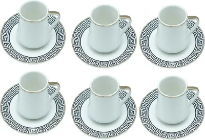 Produktbild von 12-tlg. Kaffeeservice, Kaffee- und Mokkatassen mit Unterteller aus Porzellan Weiß 190 ml