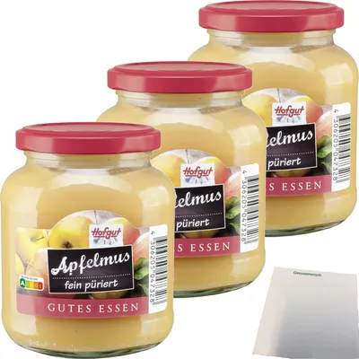 Produktbild von Hofgut Apfelmus 3er Pack (3x370ml Glas) + usy Block