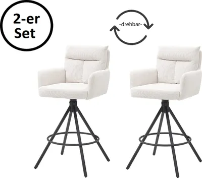 Produktbild von Barhocker >Solveig< (2er-Set) in hell beige/schwarz - 54x103,5x58 (BxHxT)