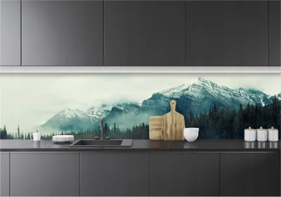 Produktbild von Fototapete Küche Abwaschbar Landschaft Berge - 250x60 cm Einteilig Premium Küchenrückwand - Inklusive Kleister Modern Küchentapete Fototapeten Vlies Tapete UV-Beständig Montagefertig